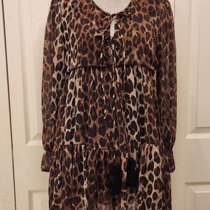 By Together Dark Leopard Print Long Sleeve Dress